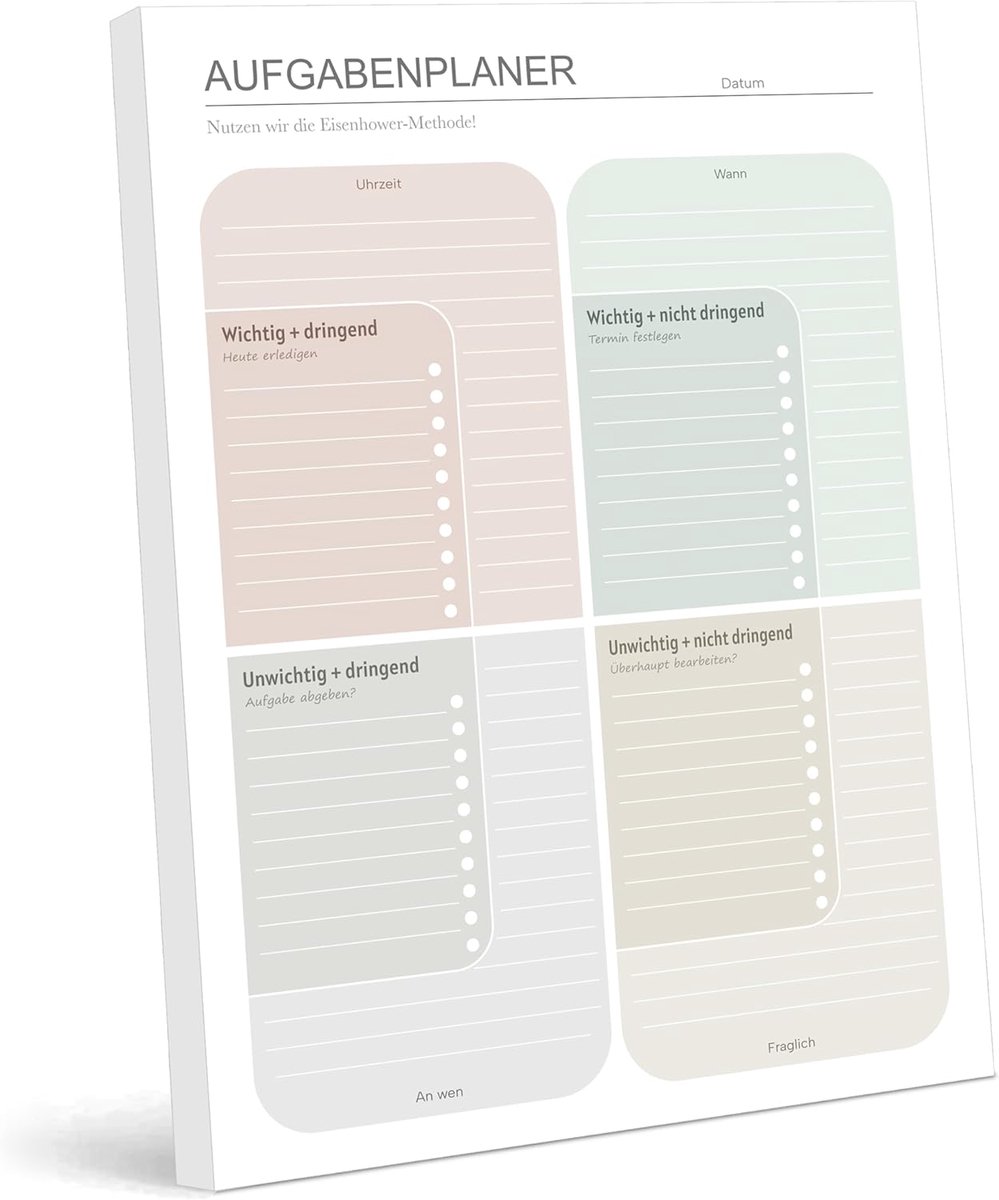 BIROYAL Eisenhower-matrix A4-to-do-lijstblok, 50 vellen per briefje, dagplanner, ongedateerd voor eenvoudig - ShopVlot