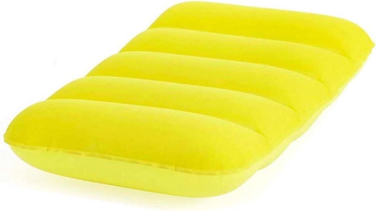 Opblaasbaar Kussen - Zitkussen Hoofdkussen - Reis Comfort - Gevlokt Oppervlak - 38 x 24 x 9 cm - Meerkleurig