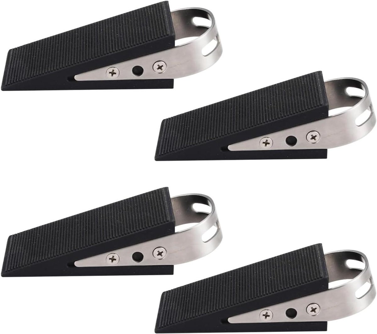 Deur Stopper Set - Deurblokker Deurhouder - Voorkomt Deurschade - Trapezoid Anti-Slip Design - 12x5x3cm - Zwart