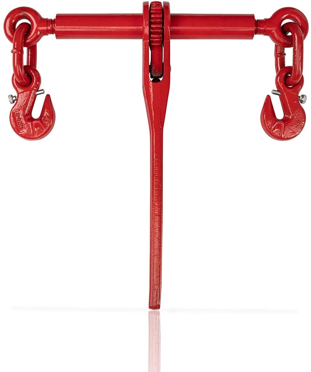 Ratelspanner met Verkortingshaak - Sjorhaak Spanband - Lading Zekeren - Kwaliteitsklasse 8 - 8 mm - Rood