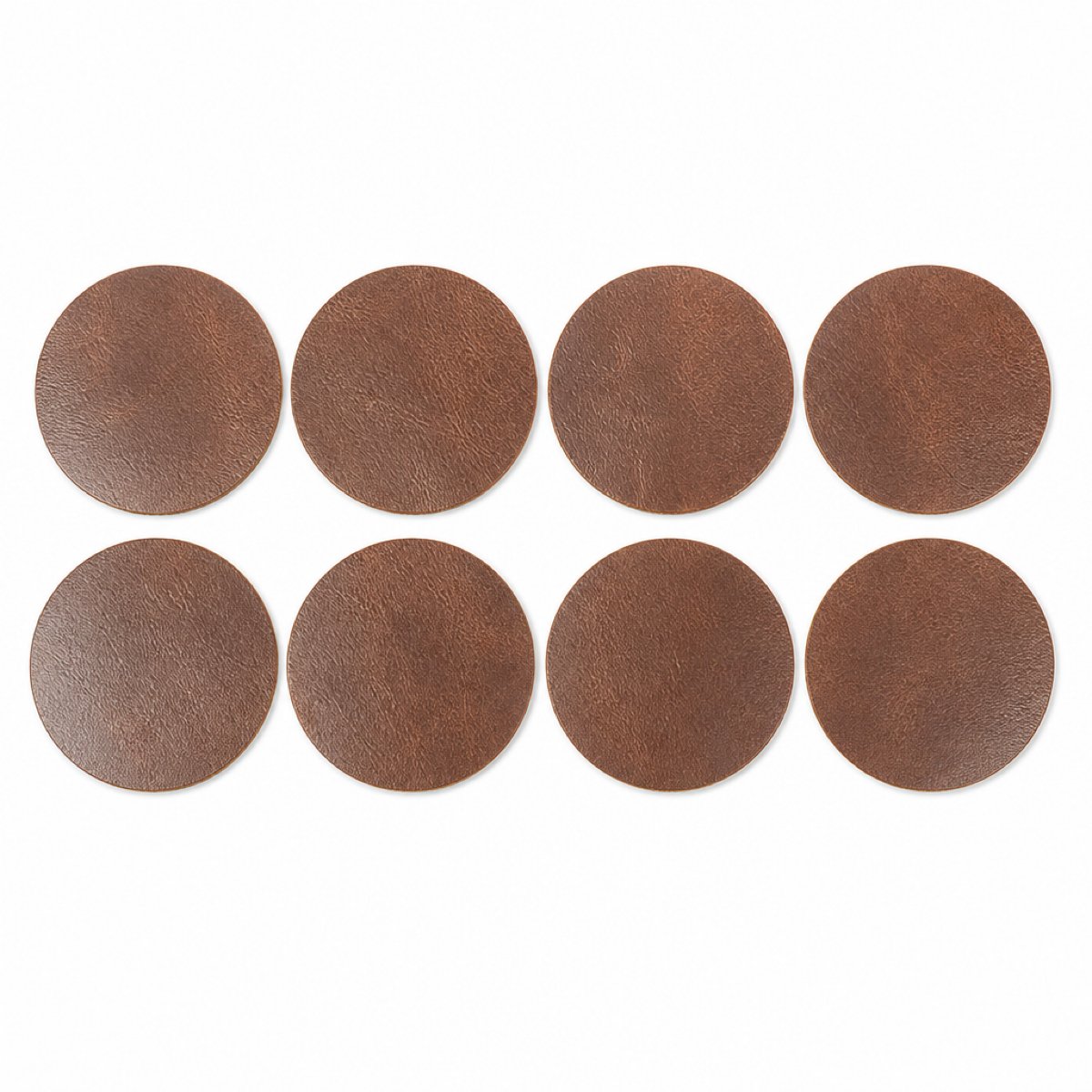 Xapron Leren Onderzetters Cognac - Set van 8 - 100% Volnerf Leer - Rond Ø10 cm - Luxe Glasonderzetters