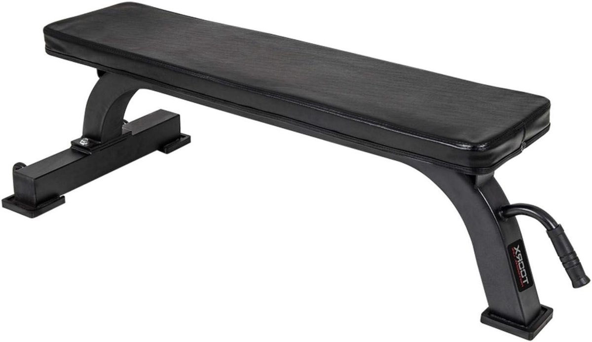 Platte Halterbank - Fitness Bank - Kracht Training - Extra Dik Frame - 1455 cm - Zwart