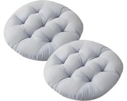 Ronde kussens, set van 2 | Zacht gevuld zitkussen | Antislip en comfortabel, voor eetkamerstoelen, bureaustoelen en krukken | Diameter ca. 40CM | Grijs, ronde vloermat/stoel kussen-Stijl 1