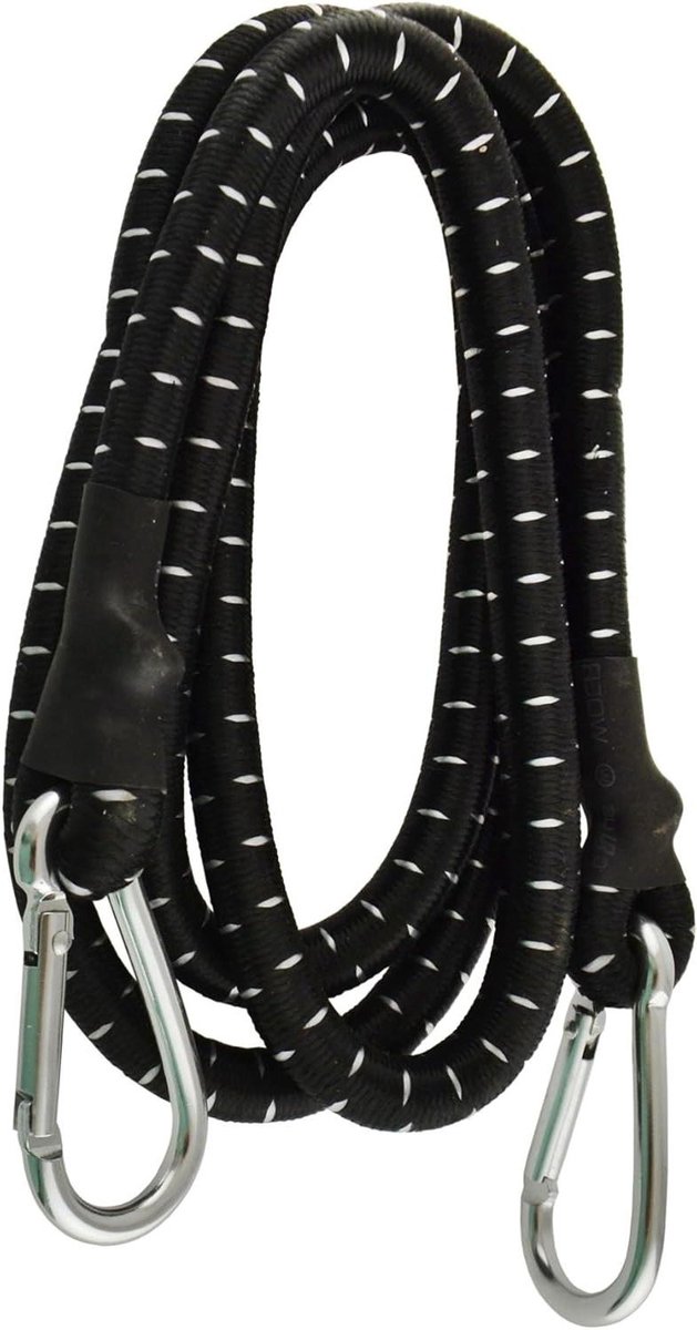 Bungee Koord - Elastisch Touw - Ladingen Beveiligen - Dubbele Karabijnhaak - 60 inch - Zwart