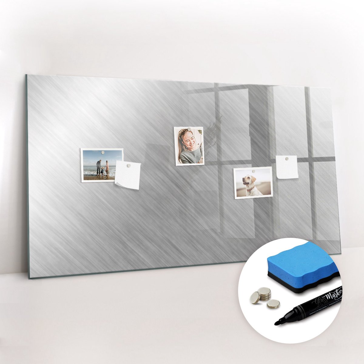 Tulup Whitebord - Metalen wand - 120 x 60 cm - Grijs Memobord Keuken - Gratis 5 Sterke Magneten + Whiteboard Marker & Wisser - Decoratief Magnetisch Bord - Magneetbord Rechthoekig - Productiviteit Tools