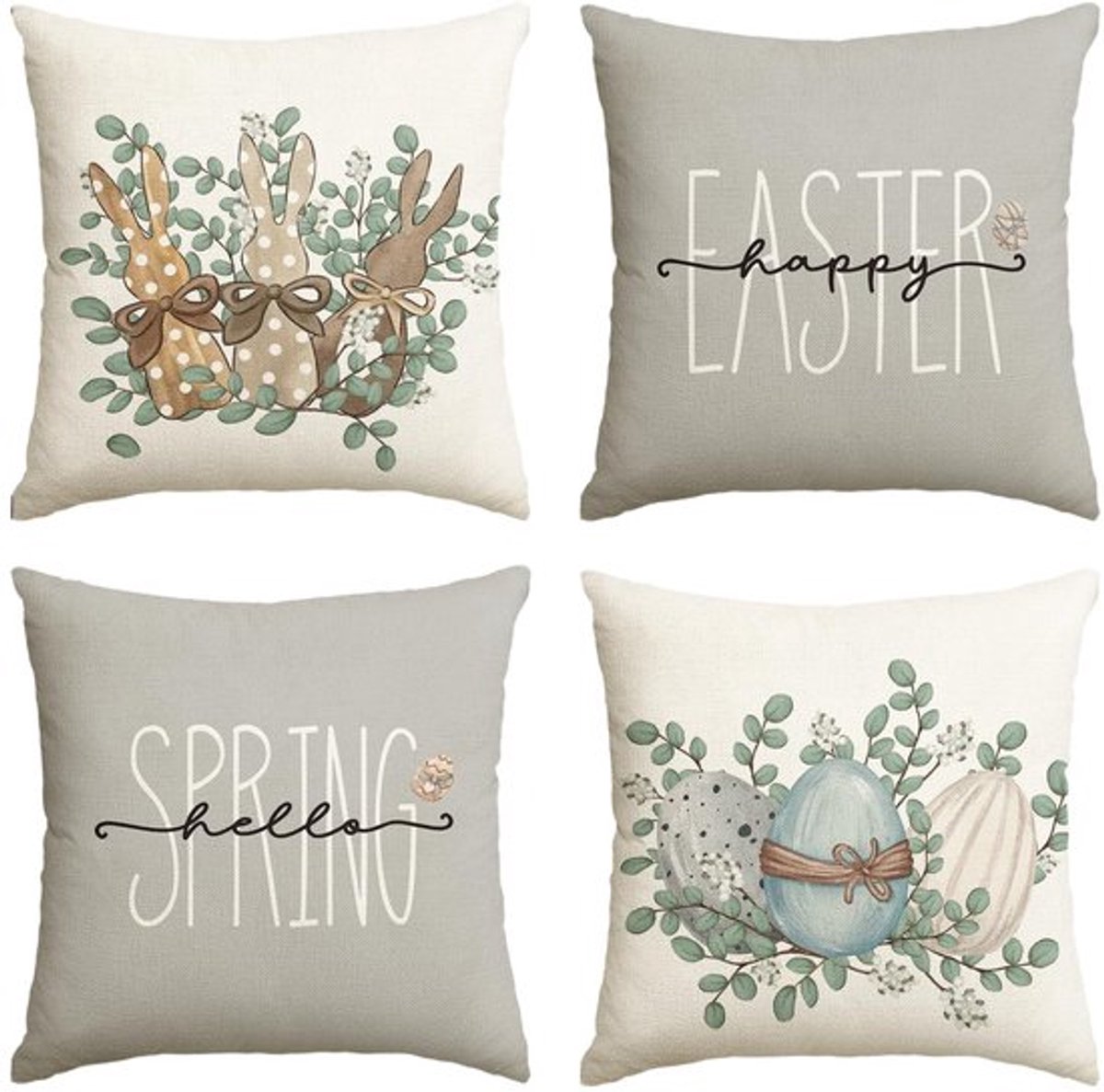 By shayne - Eucalyptus Kussenhoes - Decoratieve Kussenhoezen - Grijs