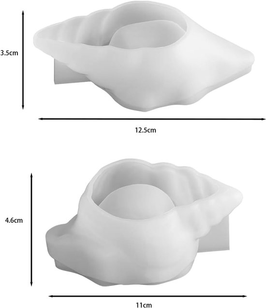 schelpvormmal, schelpvormige kaarsenhouder, siliconen gietmallen, siliconen kaarsenhoudermalset voor harsschelpcontainers en huisdecoraties — afbeelding 5