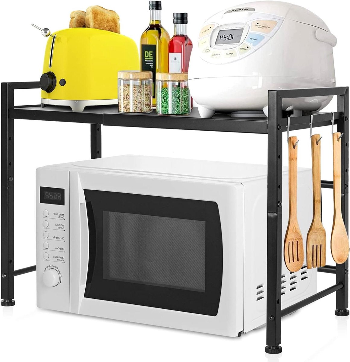 Microwave Rack 2 Stage - Stable Carbon Steel Microwave Stand for Kitchen Countertops