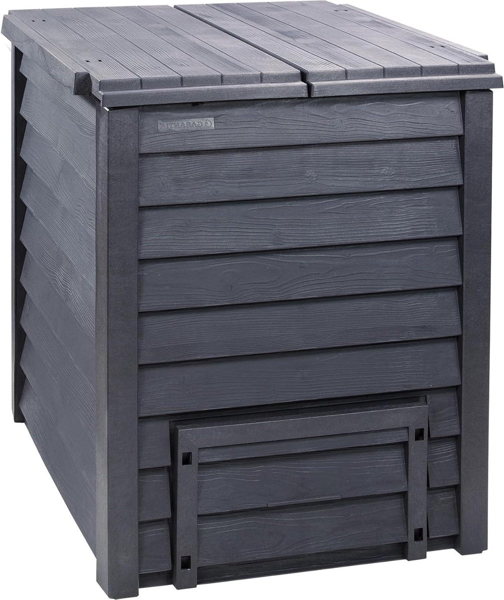 Compostbak - Composteerbak Tuin - Afval Verwerken - Echte Houtlook - 400 Liter - Antraciet Bruin