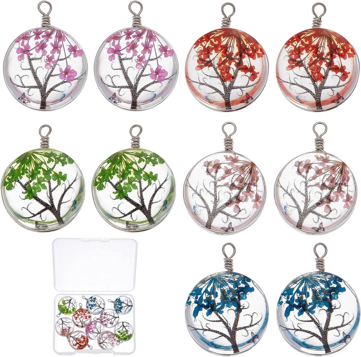 Gedroogde Bloem Hangers - Bloemen Bedels - Sieraden Maken - Natuurlijke Bloemen - 16mm - Gemixt
