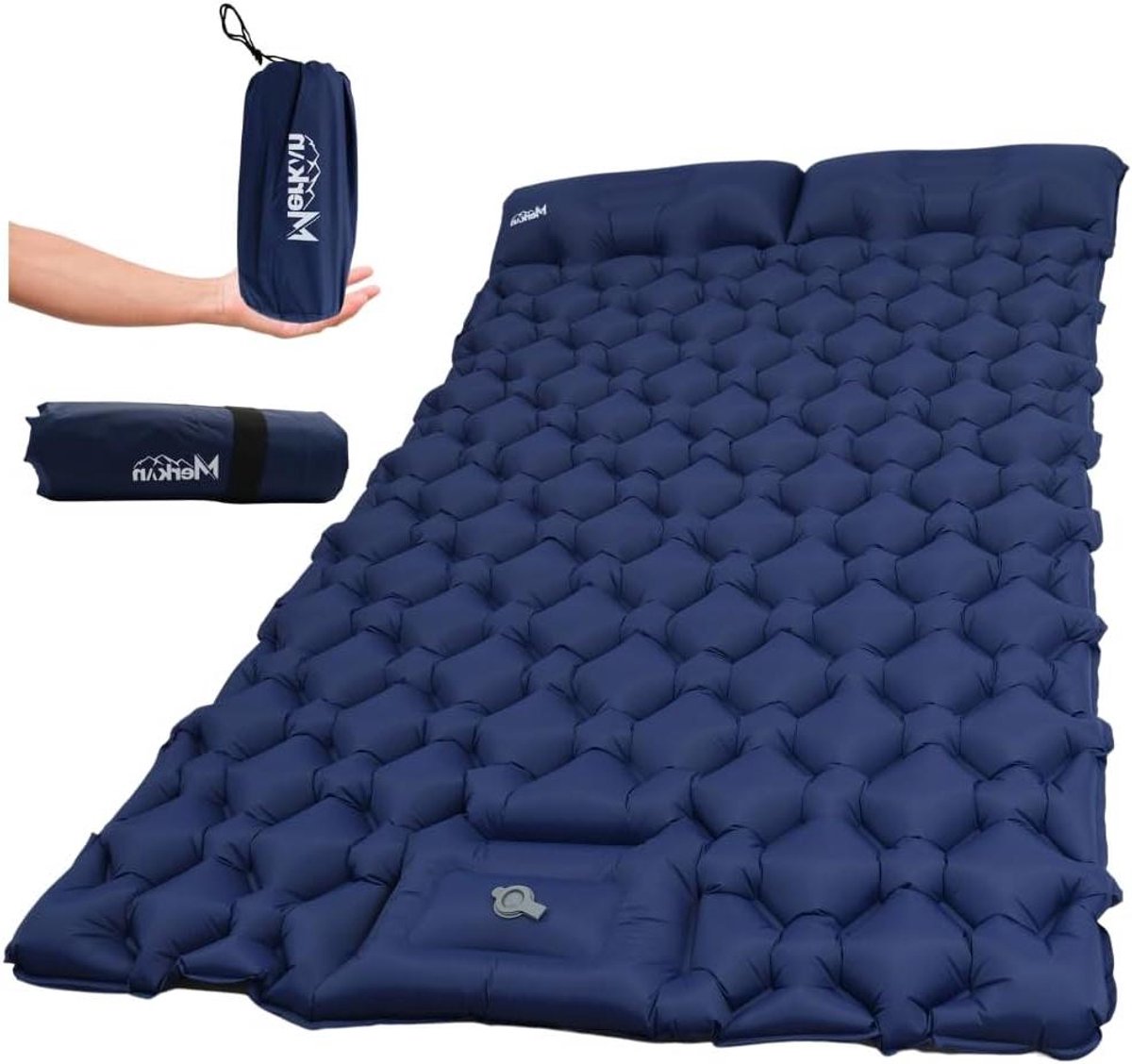 Kampeermatras Dubbel - Slaapmat Tent - Kamperen Buiten - Zelfopblazend - 190 x 120 x 8 cm - Blauw