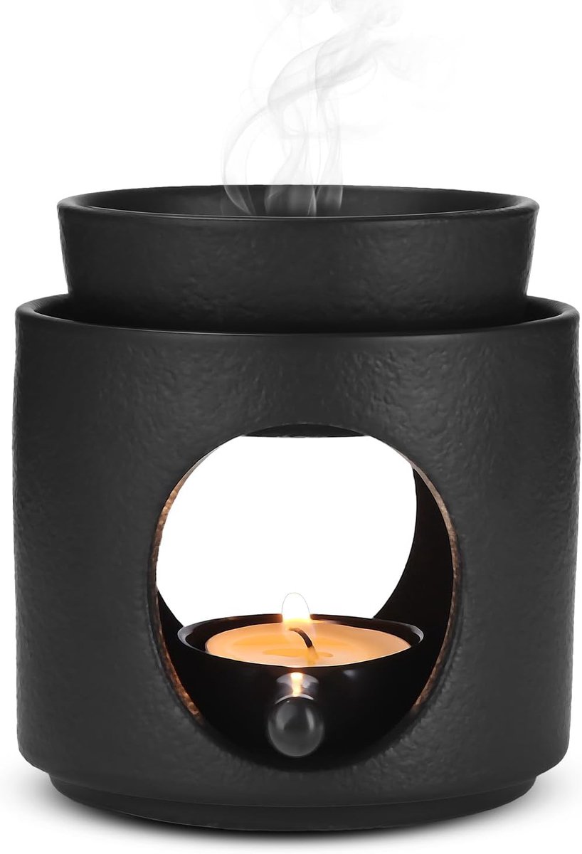 Geurlamp met theelichthouder, geurolielamp, wierookstoofje, geurlamp voor etherische oliën, dubbele populier, geurlamp van keramiek met theelichthouder, geurlamp, theelicht diffuser voor