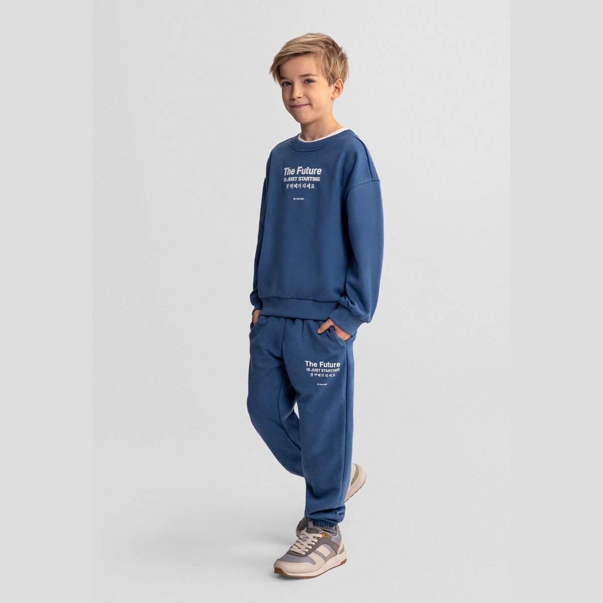 Minoti trainingspak jongens met print - blauw