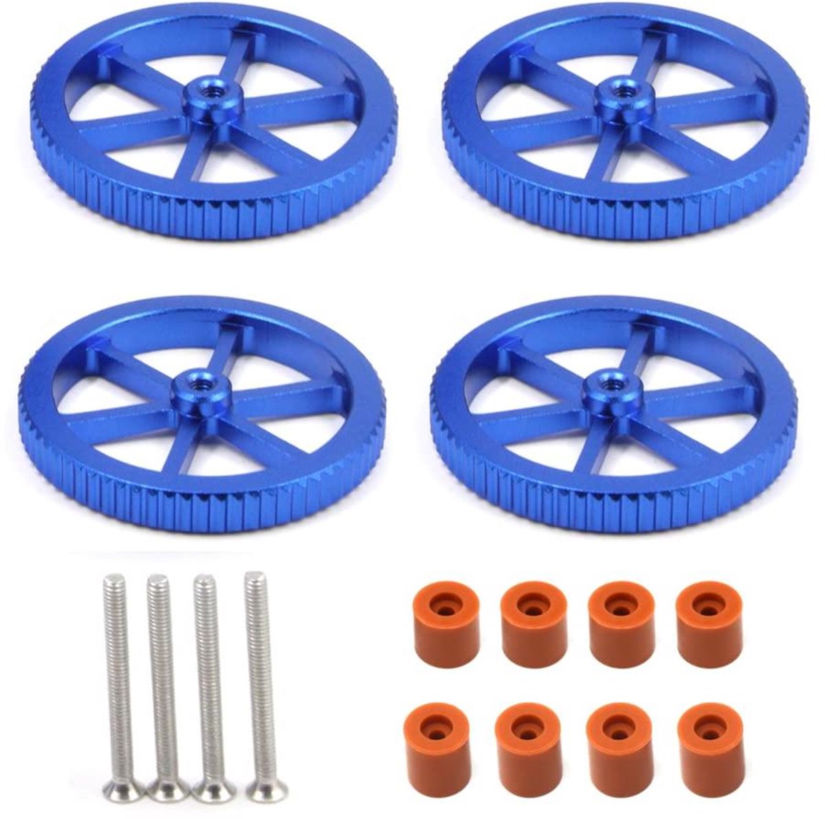 Nivelleermoer Set - Nivelleeronderdelen 3D-printer - 3D-printen Stabiliseren - Aluminium en Siliconen - Diameter 60mm - Blauw en Bruin