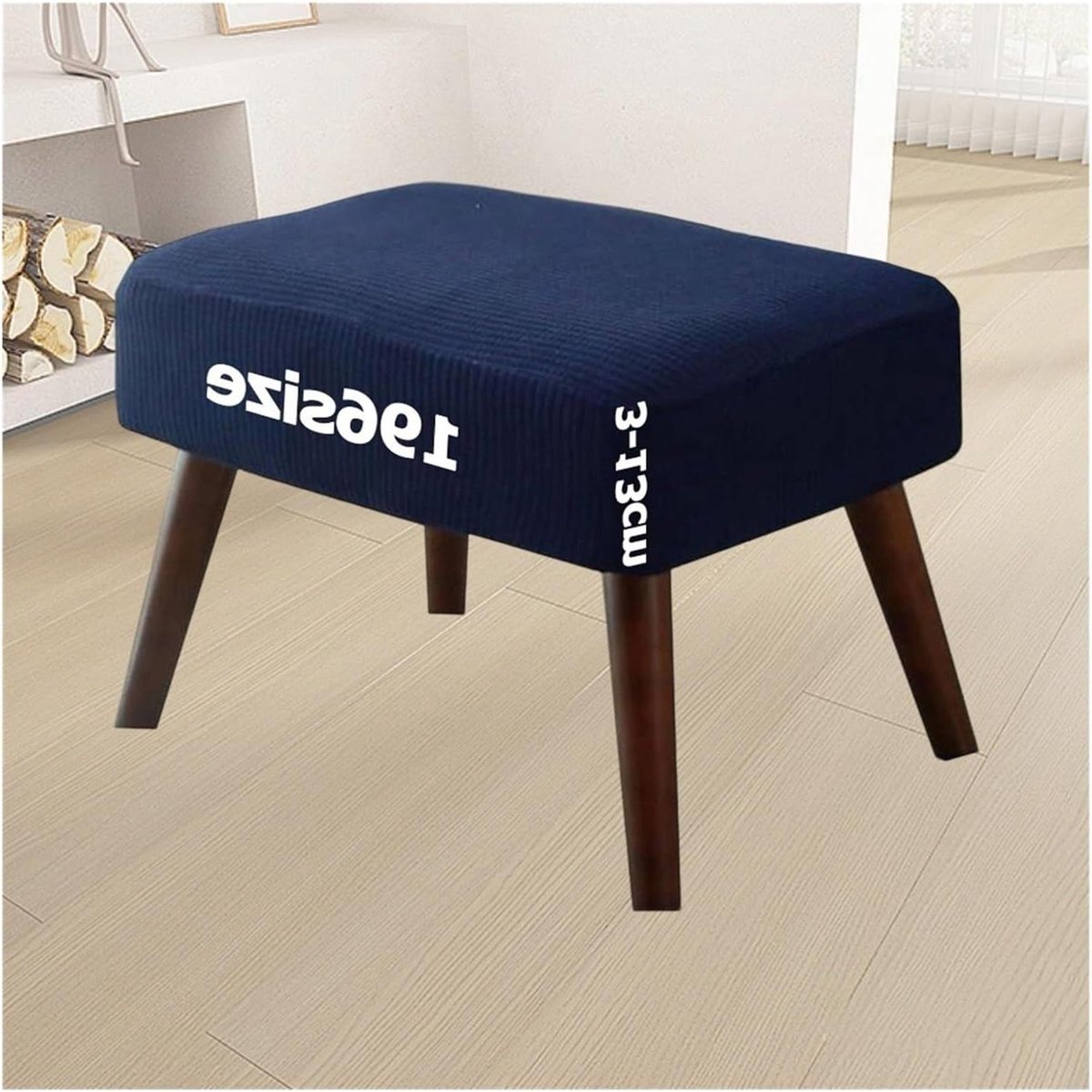 Voetkruk Hoes - Ottomaanse Overtrek - Meubels Beschermen - Jacquard Elastisch Weefsel - Aanpasbare Grootte - Beige