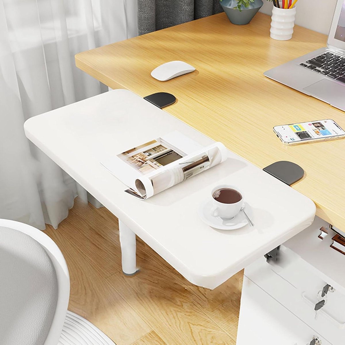 Bureau Verlengstuk - Verstelbaar Armsteun - Comfortabel Werken - Klapbaar Ontwerp - 40 x 20 cm - Zwart