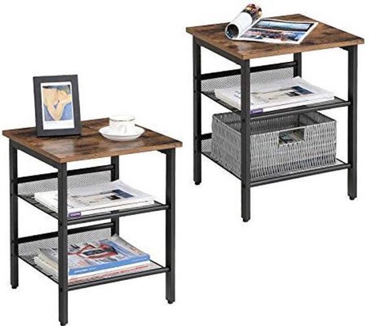 Vasagle - Nachtkast - Hout - Zwart/Bruin - Set van 2