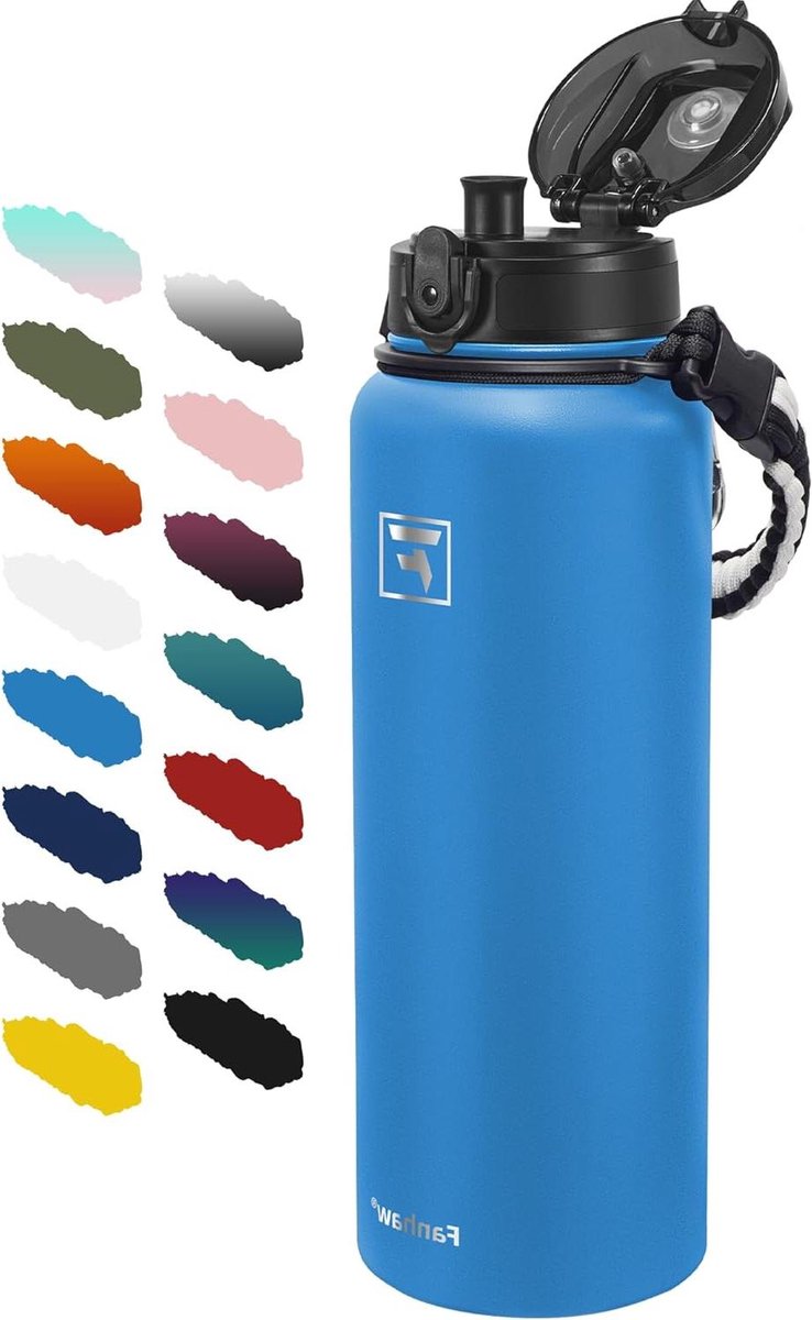 Geïsoleerde Drinkfles - Sportfles - Hydratatie Onderweg - Dubbelwandige Isolatie - 1 Liter - Zwart