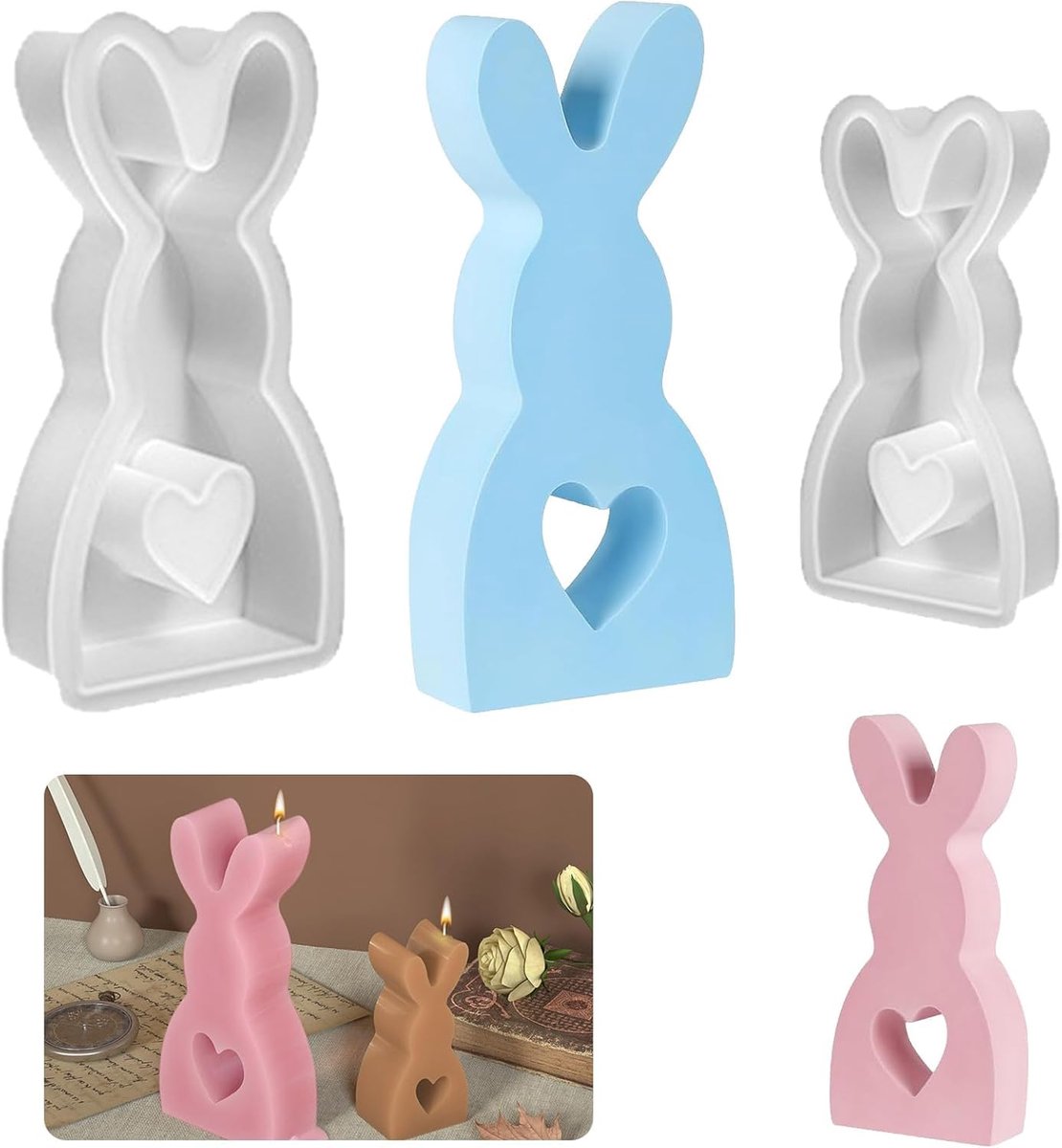 Kandelaar in silicone vorm voor kandelaar, doe-het-zelf hars gietvorm, ronde siliconen vormen, gietvormen, kaarshouder voor feest, Valentijnsdag (1#)