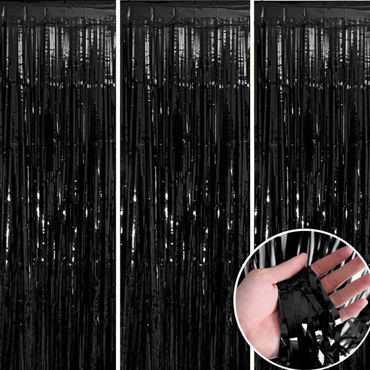 Fringe Gordijnen Achtergrond Party Decoratie, Metallic Tinsel Gordijn Foto Achtergrond voor Verjaardag Bachelorette Party Bridal Baby Douche Decoraties (zwart, 3.2ft x 6.5ft)