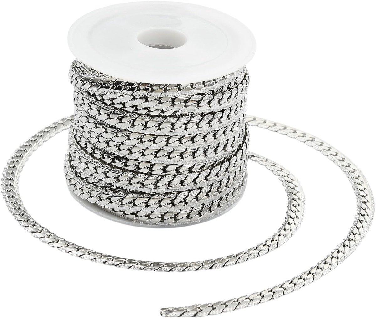 5 meter/16,4 voet 304 roestvrijstalen Cubaanse schakelketting met spoel Ongelaste dikke stoeprand kettingen voor sieraden maken Ketting knutselen