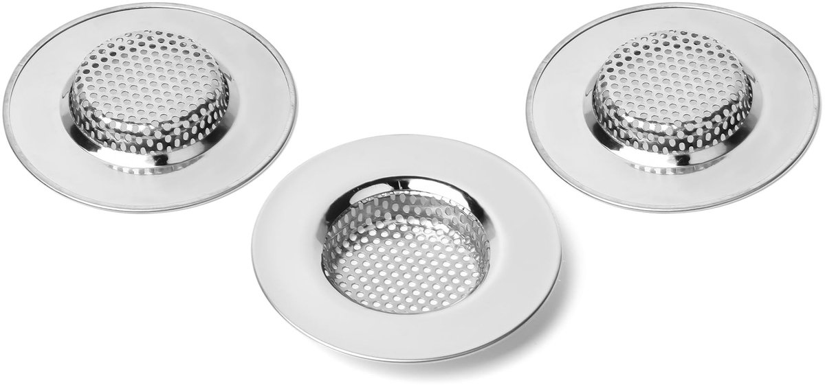 3 stuks roestvrijstalen keukensinkzeefjes om verstopping te voorkomen, buitendiameter 7,7 cm (klein)-Stijl 1