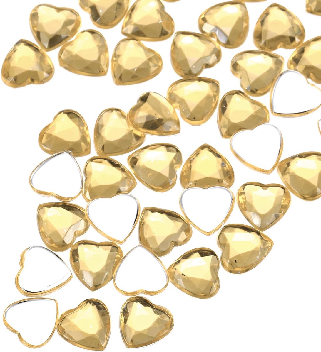 100 stuks acryl hartjes strasssteentjes 8 mm platte achterkant kunststof glitterstenen voor knutselwerk kralen gezichtsbeschildering kostuumsieraden maken, lichtbruin