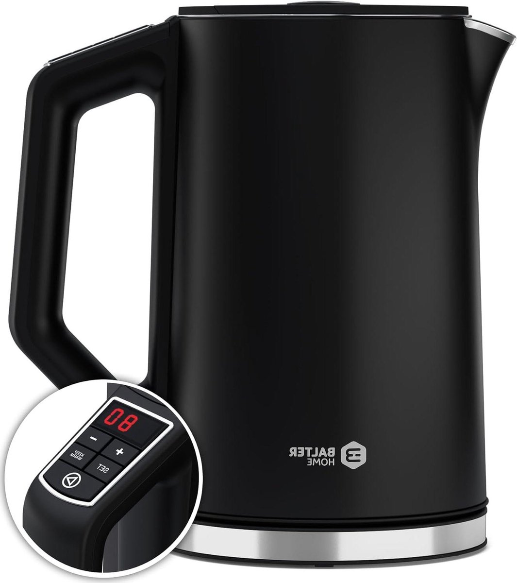 Waterkoker Temperatuurregeling - Theeketel Warmhoudfunctie - Thee en Koffie Zetten - Dubbelwandige Isolatie - 15 Liter - Zwart