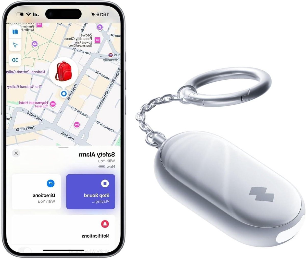 Persoonlijk Alarm - Veiligheidsalarm Zelfverdediging - Persoonlijke Veiligheid - 130dB Alarm Strobe - 6.7 x 3.3 x 1.5 cm - Wit