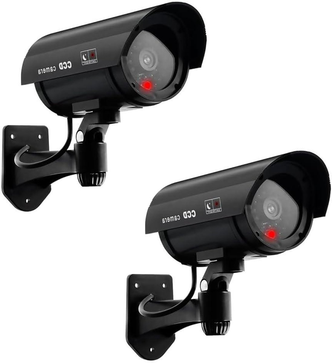 Dummy Bewakingscamera - Nep Camera - Diefstal Afschrikken - Met Knipperend LED - 2 stuks - Zwart