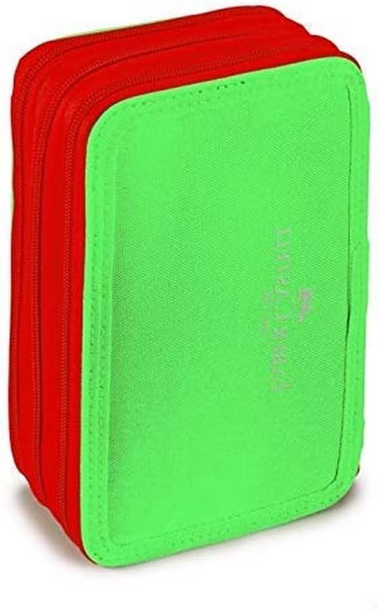 Etui met 3 ritsen - Pennendoosje Potloodtas - Schoolspullen Organiseren - Drie Vakken - 26 x 20 x 12 cm
