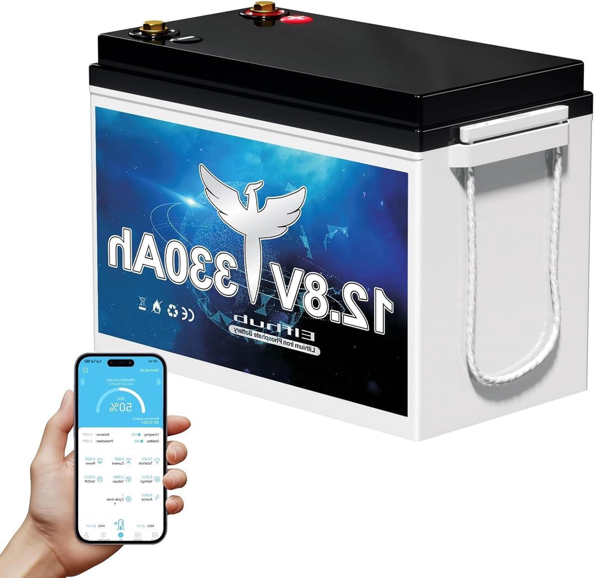 Lithium Ijzer Fosfaat Batterij - LiFePO4 Accu - Energie Opslag - Compact en Lichtgewicht - 12V 330Ah - Zwart