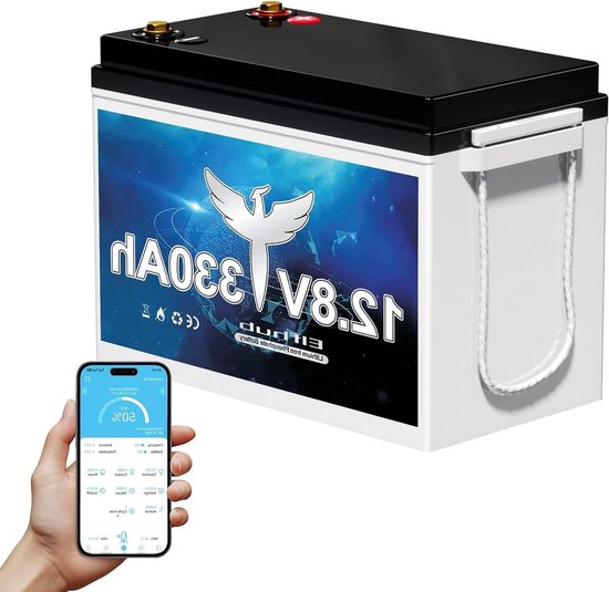 Lithium Ijzer Fosfaat Batterij - LiFePO4 Accu - Energie Opslag - Compact en Lichtgewicht - 12V 330Ah - Zwart