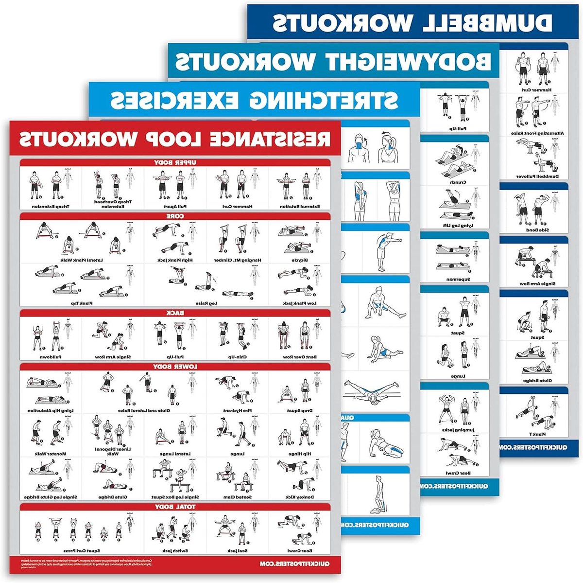 Workout Kaarten - Fitness Posters - Thuis Trainen - Scheurbestendig - 45 x 60 cm - Full Color