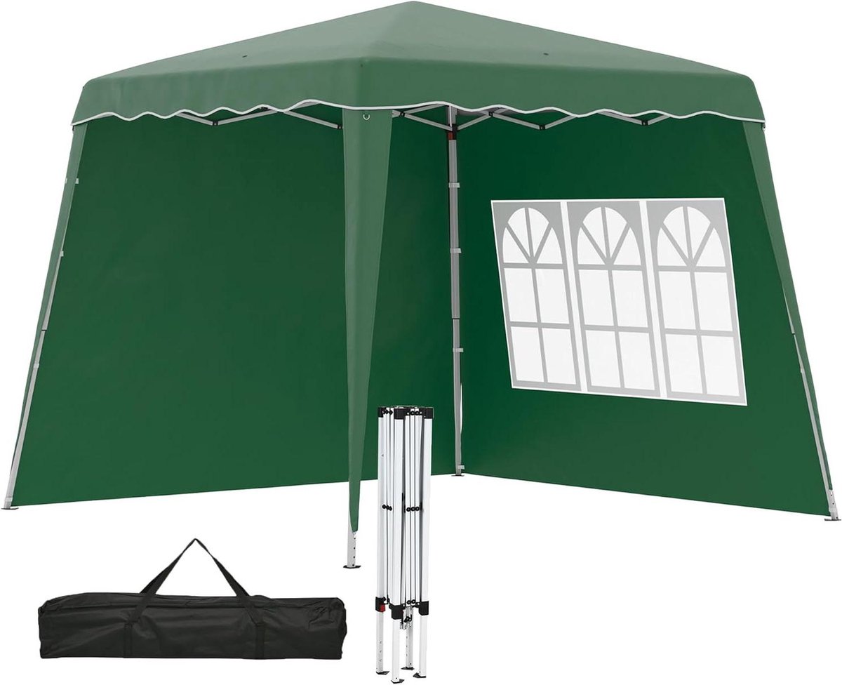 Pop-up Paviljoen - Feesttent Tuin - Buitenfeesten Organiseren - Inclusief Zijwanden - 240 x 240 cm - Donkergroen