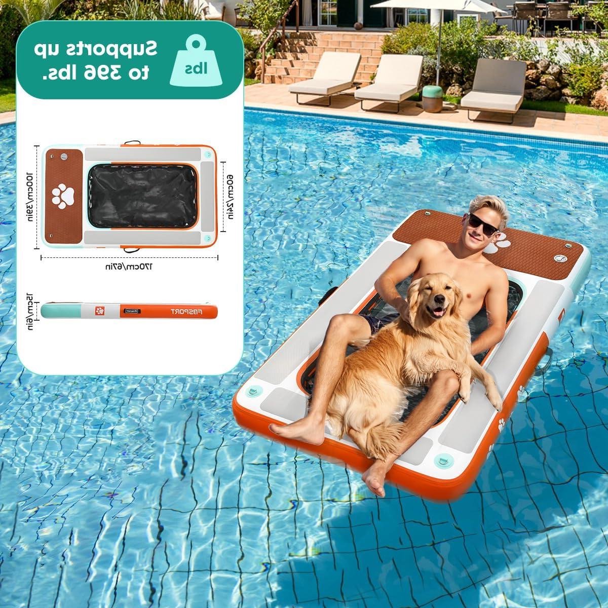 Drijvend Platform Hond - Hondensteiger Zwembad - Waterpret Veilig - Antislip EVA - 170 x 100 cm - Mintgroen