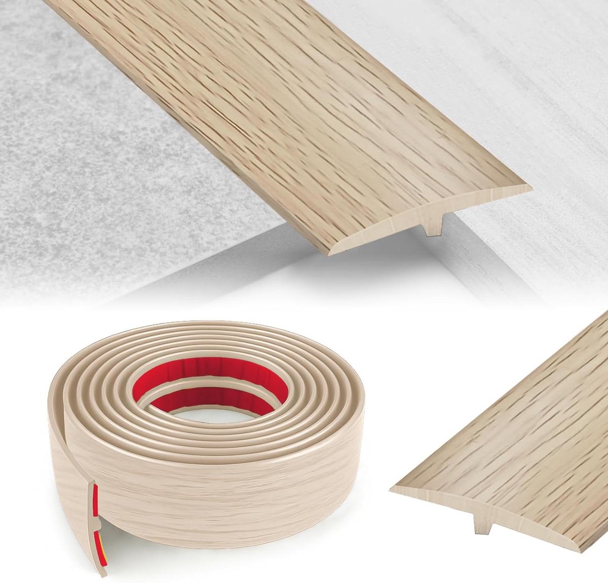 Vloer Overgangsprofiel - T-profiel Drempel - Vloeren Egaliseren - Zelfklevend PVC - 5 cm x 1 m - Esdoorn