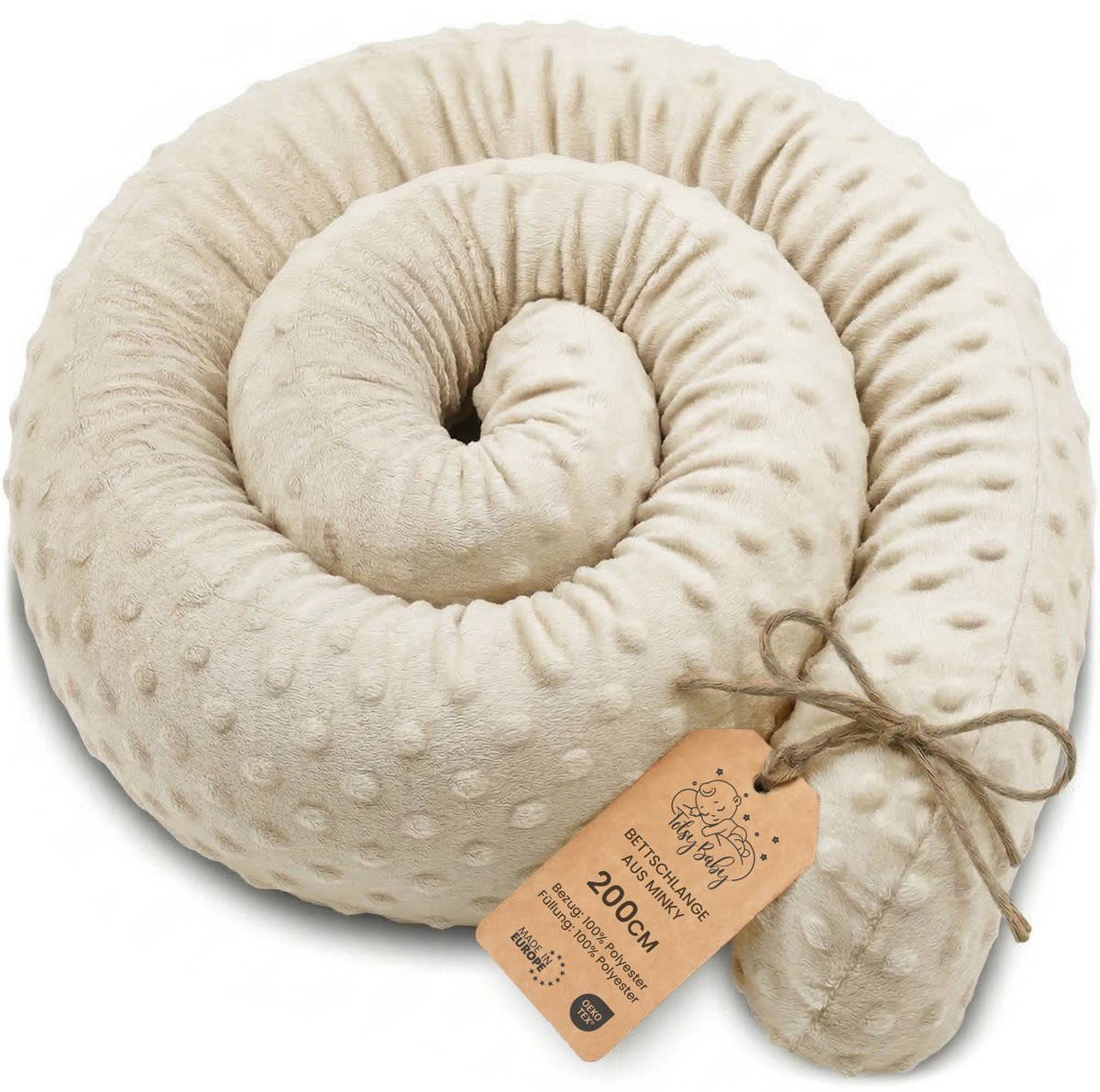 Zijslaper kussen Lichaamskussen 200 cm Minky - Lang kussen bed rol slaapkussen nek rol Decoratie voor kinderkamer Oeko-Tex certificaat Lichtbeige B