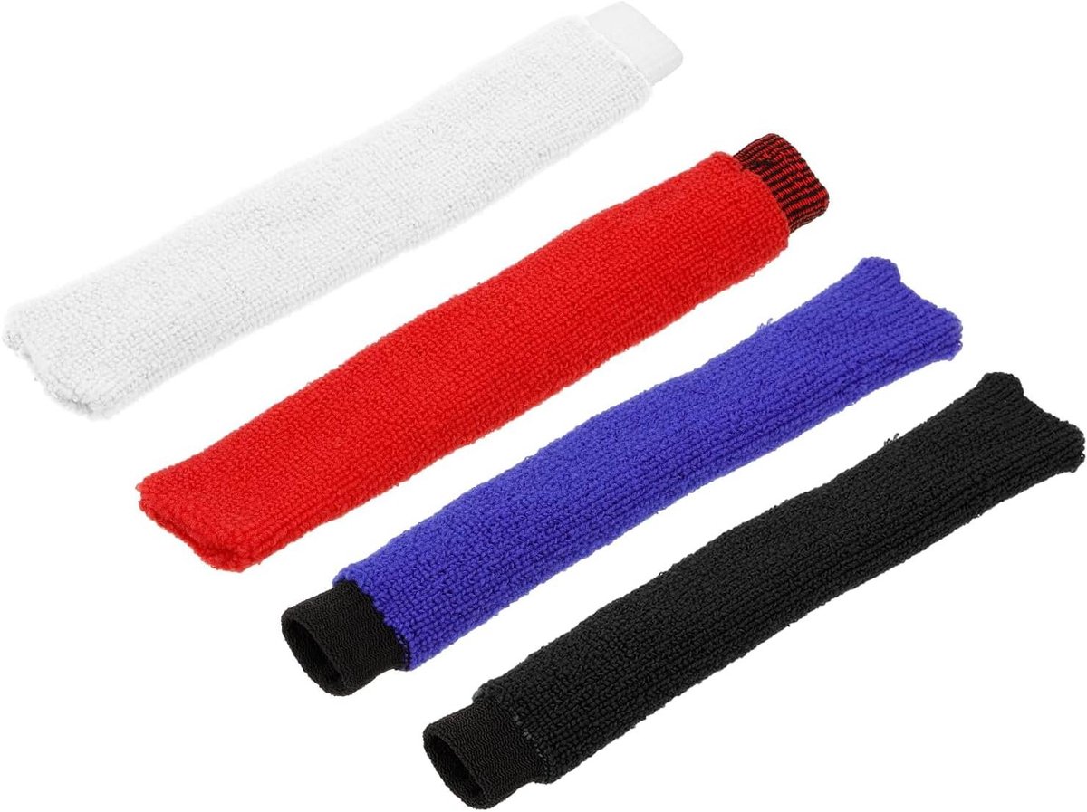 Handdoek Grips - Zweetbanden Set - Sport Grip Verbeteren - Zweetabsorberend Materiaal - 4 Stuks 18cm - Blauw Zwart Wit Rood