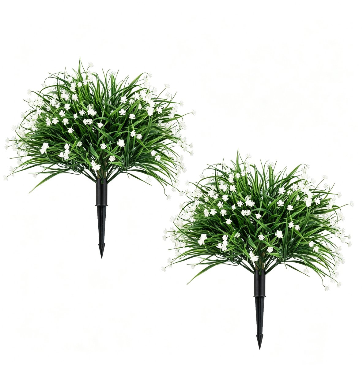 COSTWAY Set van 2 Kunstmatige Camelia Struiken met Stokken | Realistische Kunstplanten met Dicht Bladerdek, Binnen-/Buiten Decoratie voor Veranda Tuin Terras