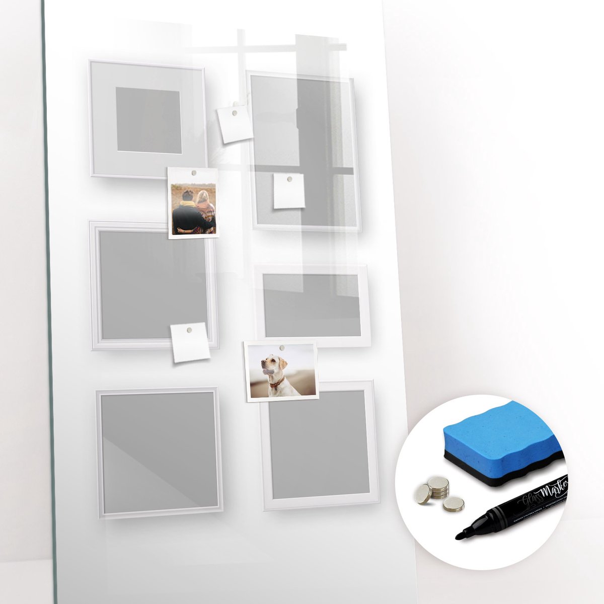 Tulup Whitebord - Fotolijsten - 60 x 120 cm - Grijs Memobord Keuken - Gratis 5 Sterke Magneten + Whiteboard Marker & Wisser - Scandinavisch Design Bord - Memobord Magnetisch - Notitiebord Werkplek