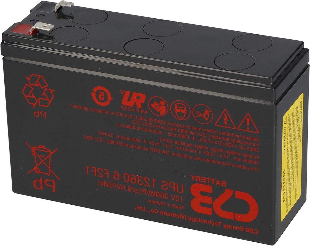AGM Loodaccu - Oplaadbare Batterij - UPS Systemen - Hoge Stroomlevering - 12V 7Ah - Zwart