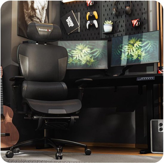 Ergonomische PC Stoel - Draaistoel Bureau - Comfortabel Zitten - Verstelbare Voetensteun - 133 cm Hoog - Zwart — afbeelding 3