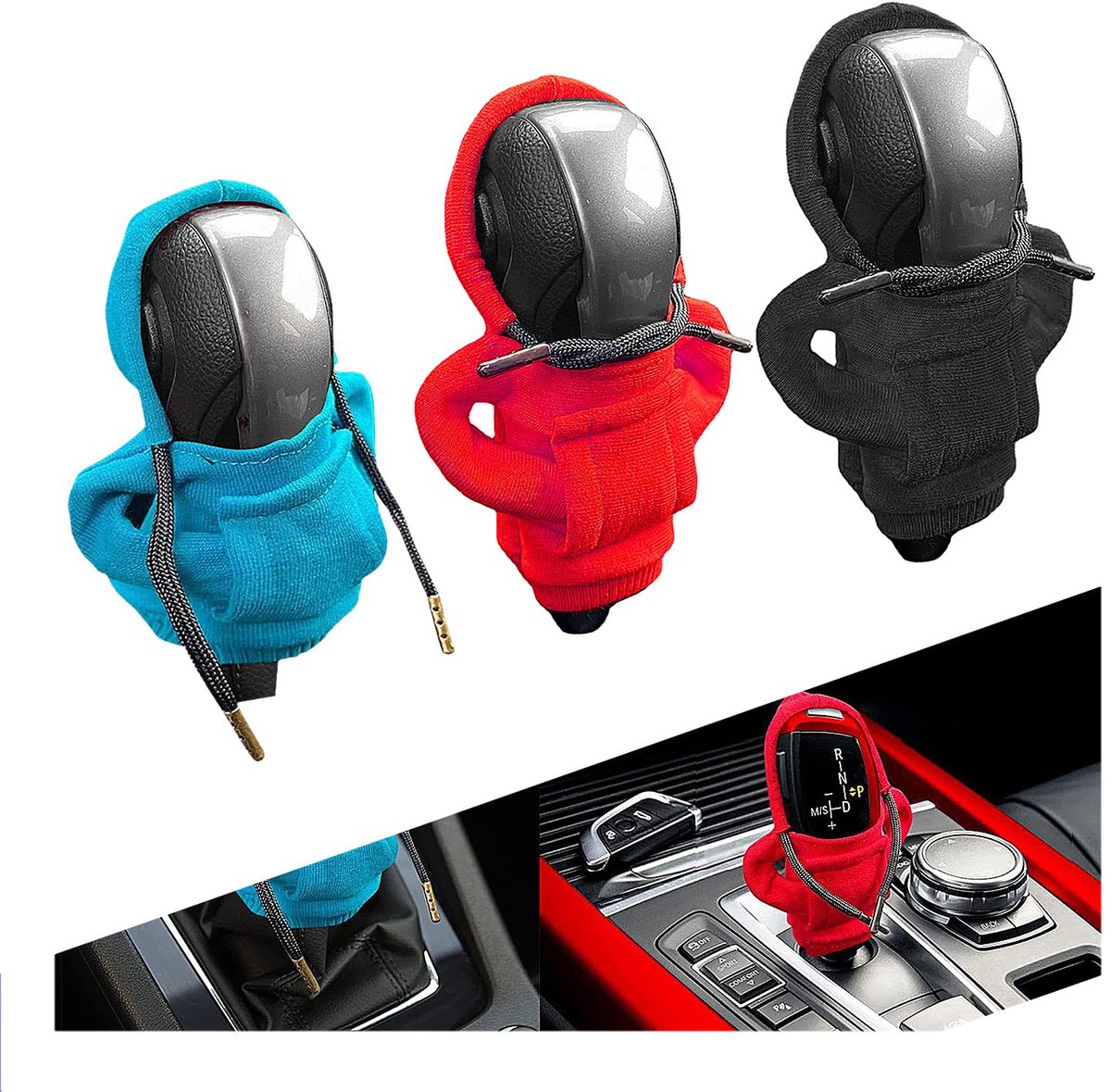 Versnellingspook-hoodie, versnellingspook-capuchon, versnellingspook-afdekking, versnellingspook-decoratie, auto-schakelaccessoires, pookknop, stofbescherming, auto-interieur