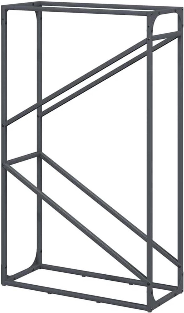 Houtrek Haardhout - Houtblokhouder Brandhout - Haardhout Opslag - Koudgewalst Staal - 60x25x100 cm - Antraciet