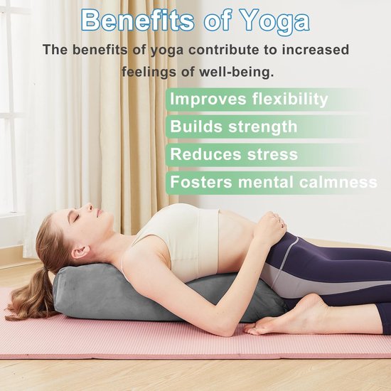 Yoga Bolster Kussen - Meditatiekussen Yogakussen - Restorative Yoga - Zachte Fluwelen Cover - 68.58 x 25.4 x 12.7 cm — afbeelding 3