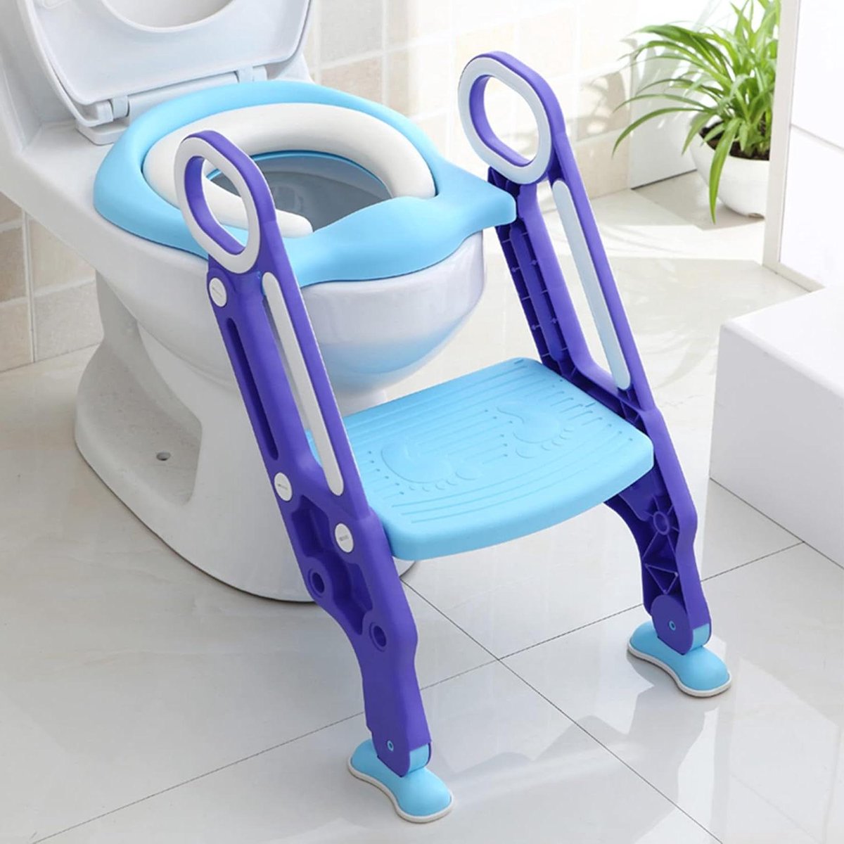 Kinder toiletbril - Baby potje - Zindelijkheidstraining - Met opstapje - Verstelbaar - Blauw Paars