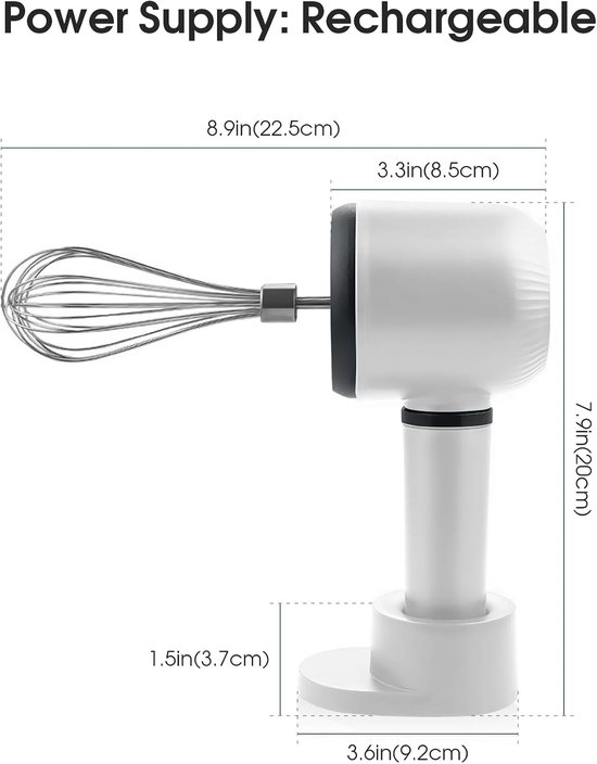 Elektrische handmixer roestvrijstaal drie snelheden USB-oplader van Merkloos — afbeelding 3