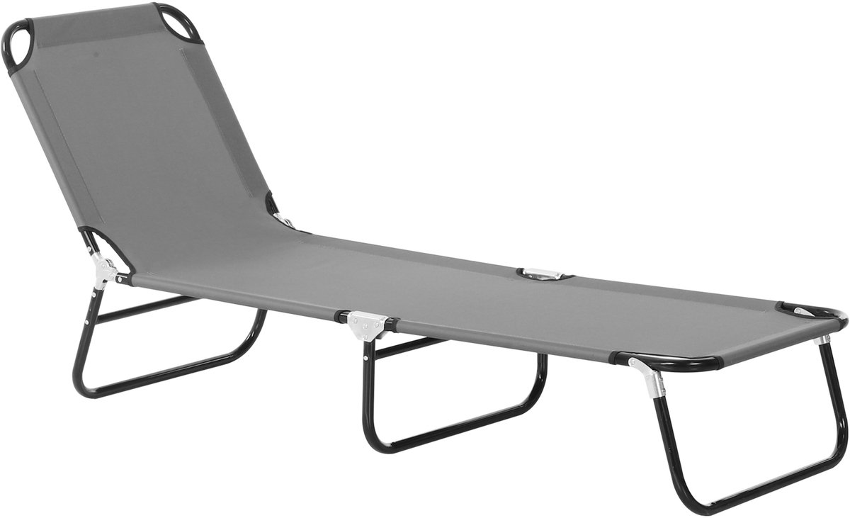 Ligbed - Tuin - Zonnebed - Ligstoel - Loungebed - Weerbestendig - Verstelbaar - Buiten - Opklapbaar - Grijs