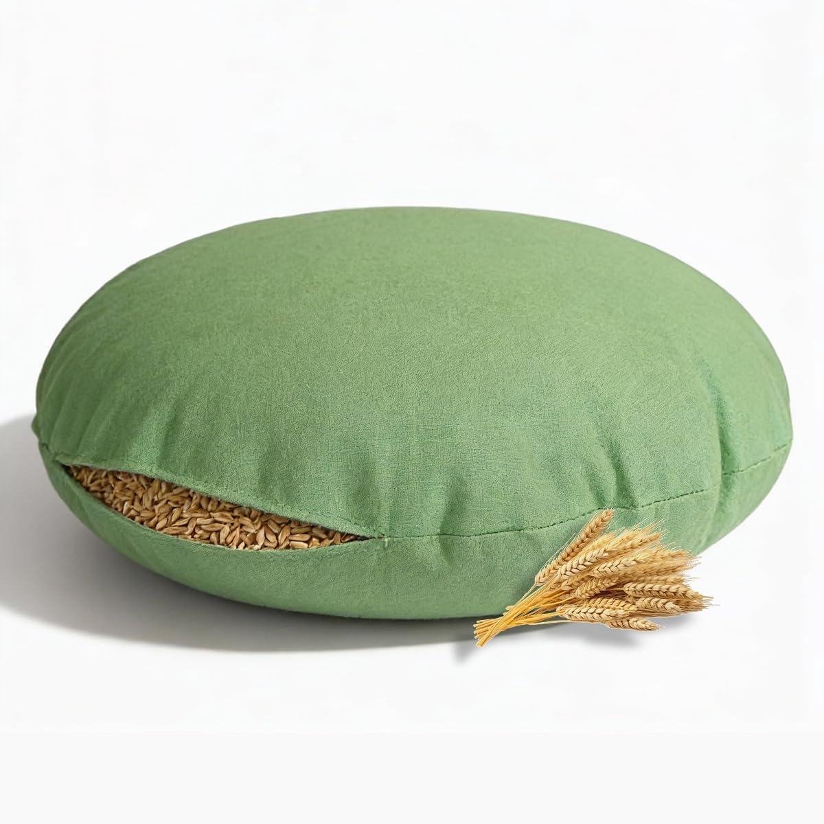 Meditatiekussen rond - Yogakussen zitkussen - Meditatie ontspanning - Biologische speltvulling - Ø 45 cm - Groen